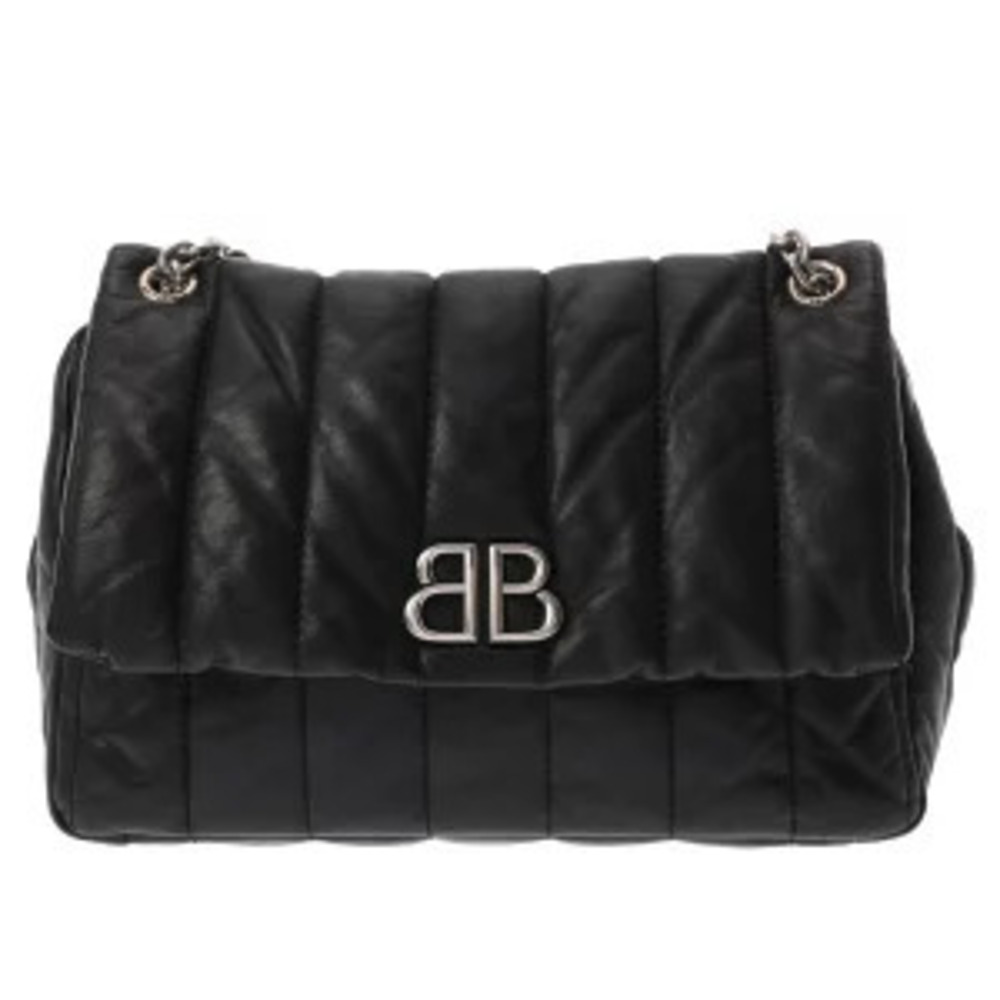 Balenciaga Chain Shoulder Bag MONACO Black Leather